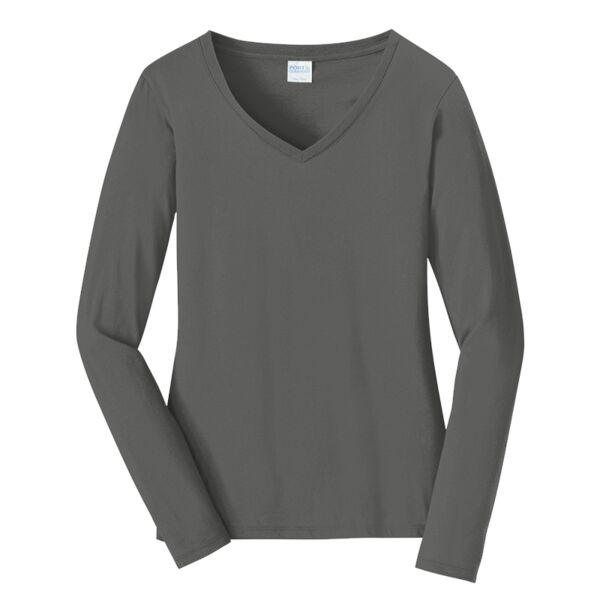 Ladies Long Sleeve Fan Favorite V Neck Tee Thumbnail